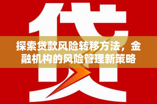 岭东探索贷款风险转移方法，金融机构的风险管理新策略