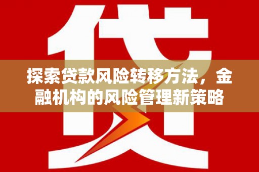 岭东探索贷款风险转移方法，金融机构的风险管理新策略