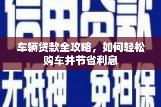 岭东车辆贷款全攻略，如何轻松购车并节省利息