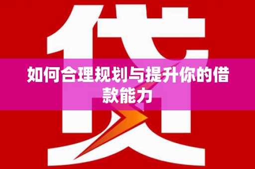 岭东如何合理规划与提升你的借款能力